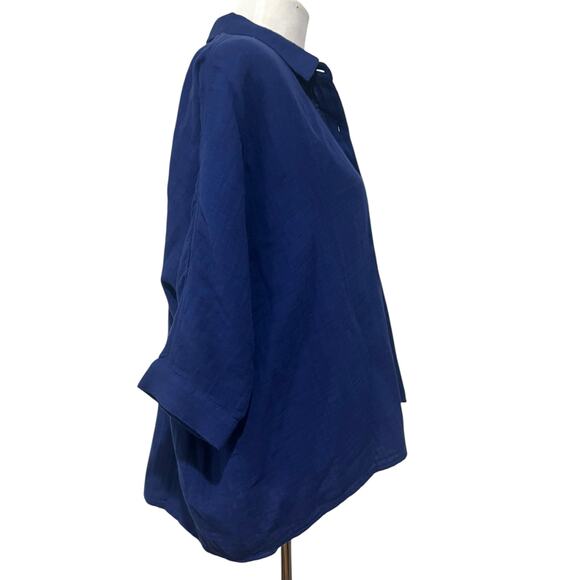 NWT J. JILL Women's 100% Cotton Tunic Top 3/4 Sleeve Button Front Blue Sea Sz S - Picture 6 of 11